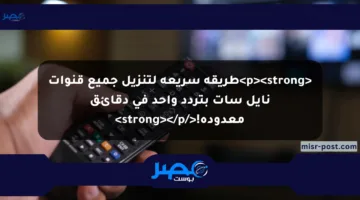 <p><strong>طريقة سريعة لتنزيل جميع قنوات نايل سات بتردد واحد في دقائق معدودة!</strong></p>